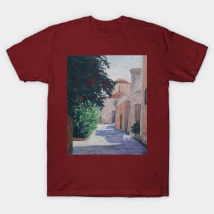 Rhodes Old Town Oil painting T-Shirt